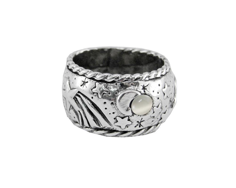 Sterling Silver Memories of a Starry Night Ring With White Moonstone Size 7